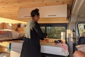 Kitchen Prep in the 2021 Dodge Promaster Campervan